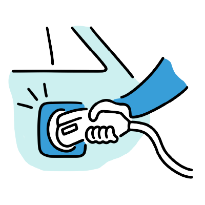 駐車後、充電プラグをセット